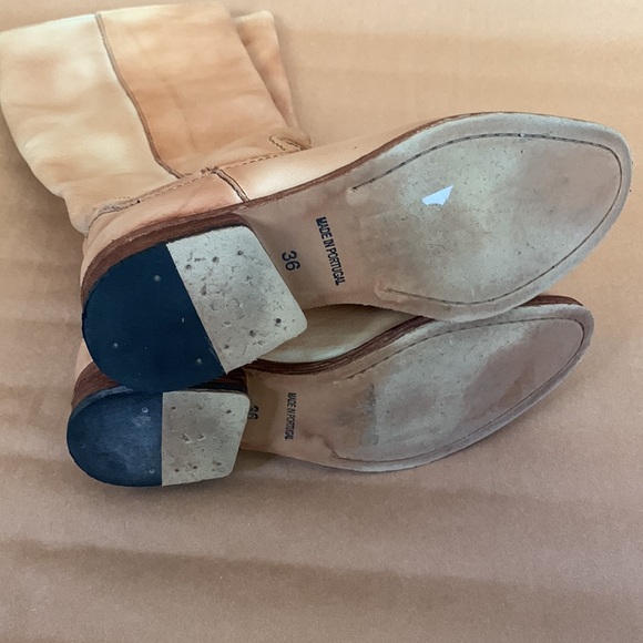 Felmini Boots 36 6 Brown Tan Leather Flat Western - Picture 9 of 11